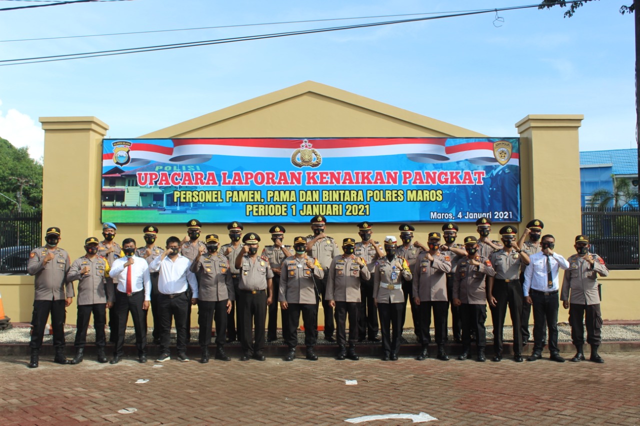 93 Personel Polres Maros Naik Pangkat