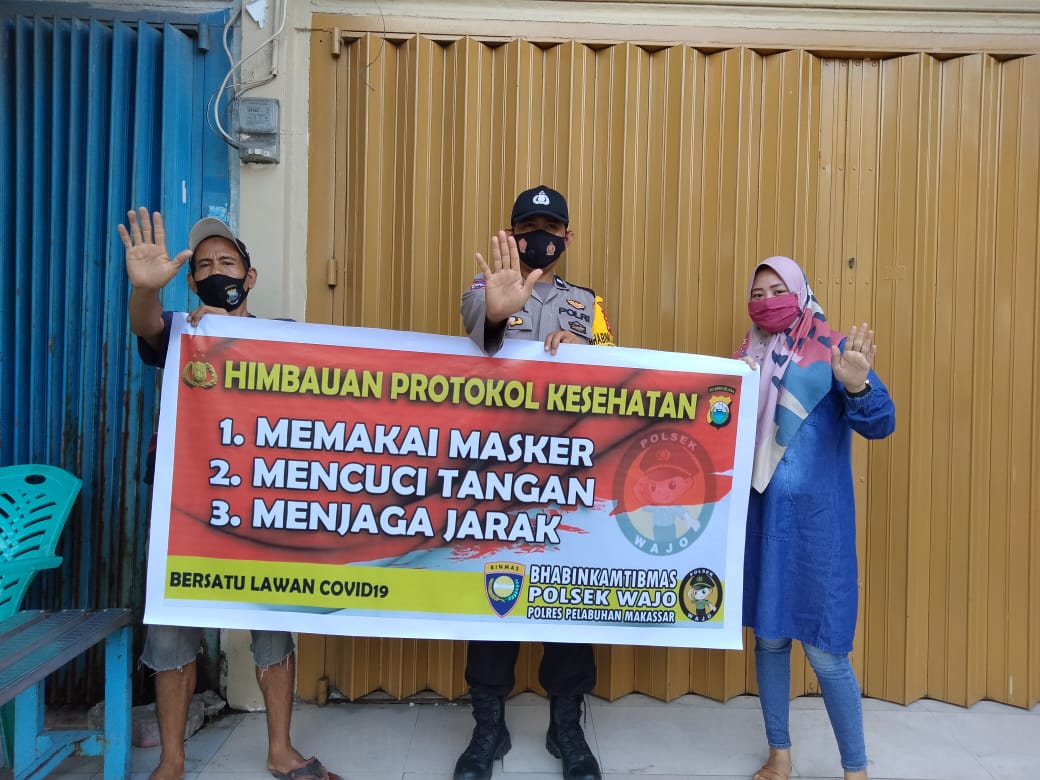 Bhabinkamtibmas Polres Pelabuhan Makassar Sosialisasi Pencegahan Covid-19