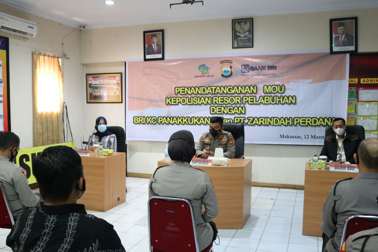 Penandatanganan MoU Polres Pelabuhan Makassar bersama BRI dan Zarindah Perdana