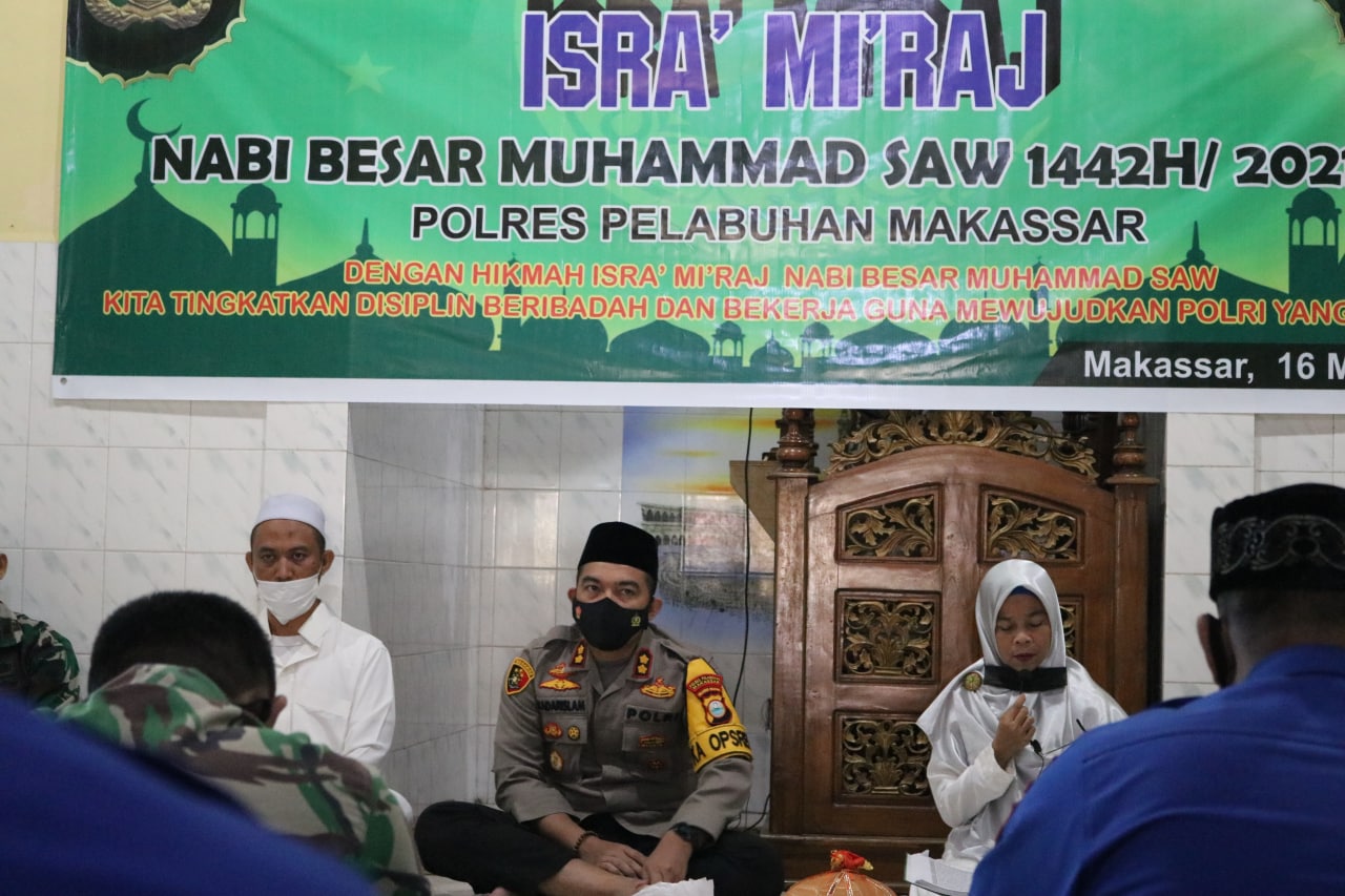Polres Pelabuhan Makassar Gelar Isra’ Mi’raj Nabi Muhammad SAW  1442 H/2021M
