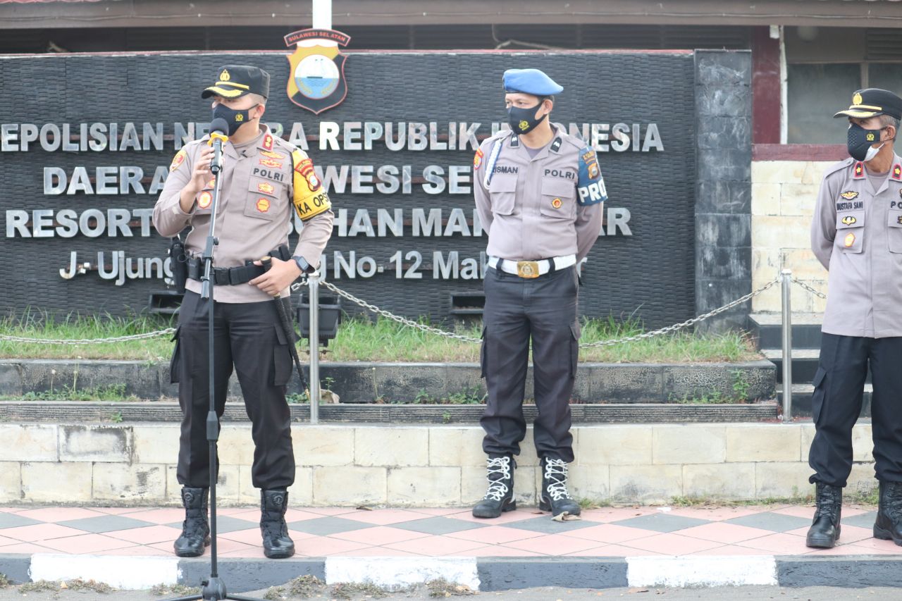 Kapolres AKBP Kadarislam Pimpin Apel Pengamanan Malam Takbiran Idul Fitri 1442 Hijriah