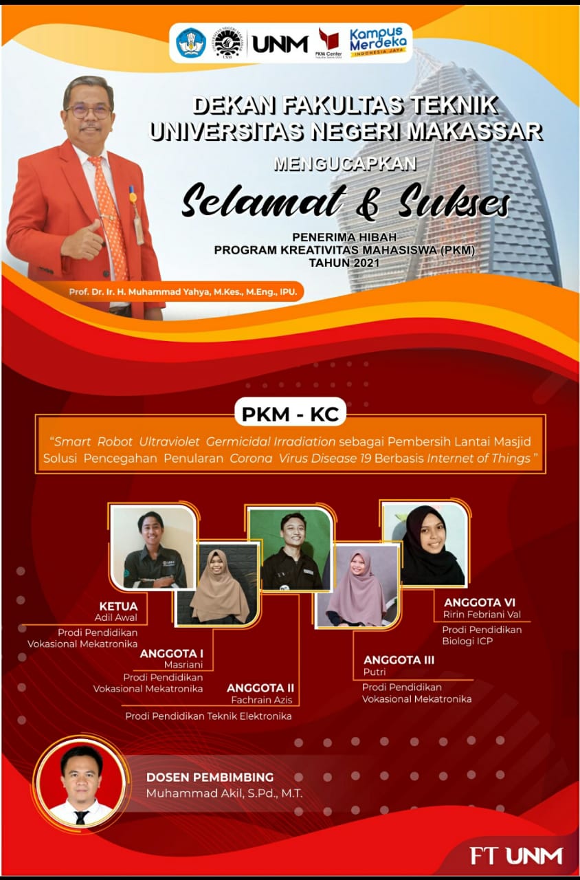 Inovasi Robot Pembersih Lantai Masjid Mahasiswa UNM Lolos PKM-KC