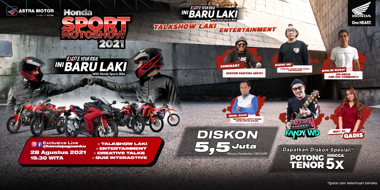 Malam Ini! Asmo Sulsel Gelar Honda Sport Motoshow 2021
