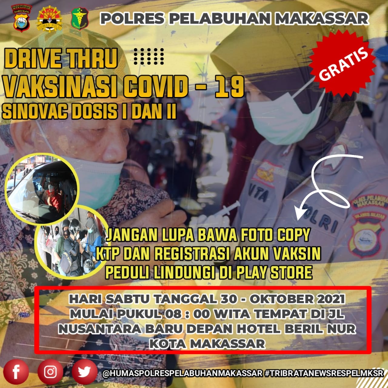 Ini Jadwal Vaksinasi Massal di Polres Pelabuhan Makassar.