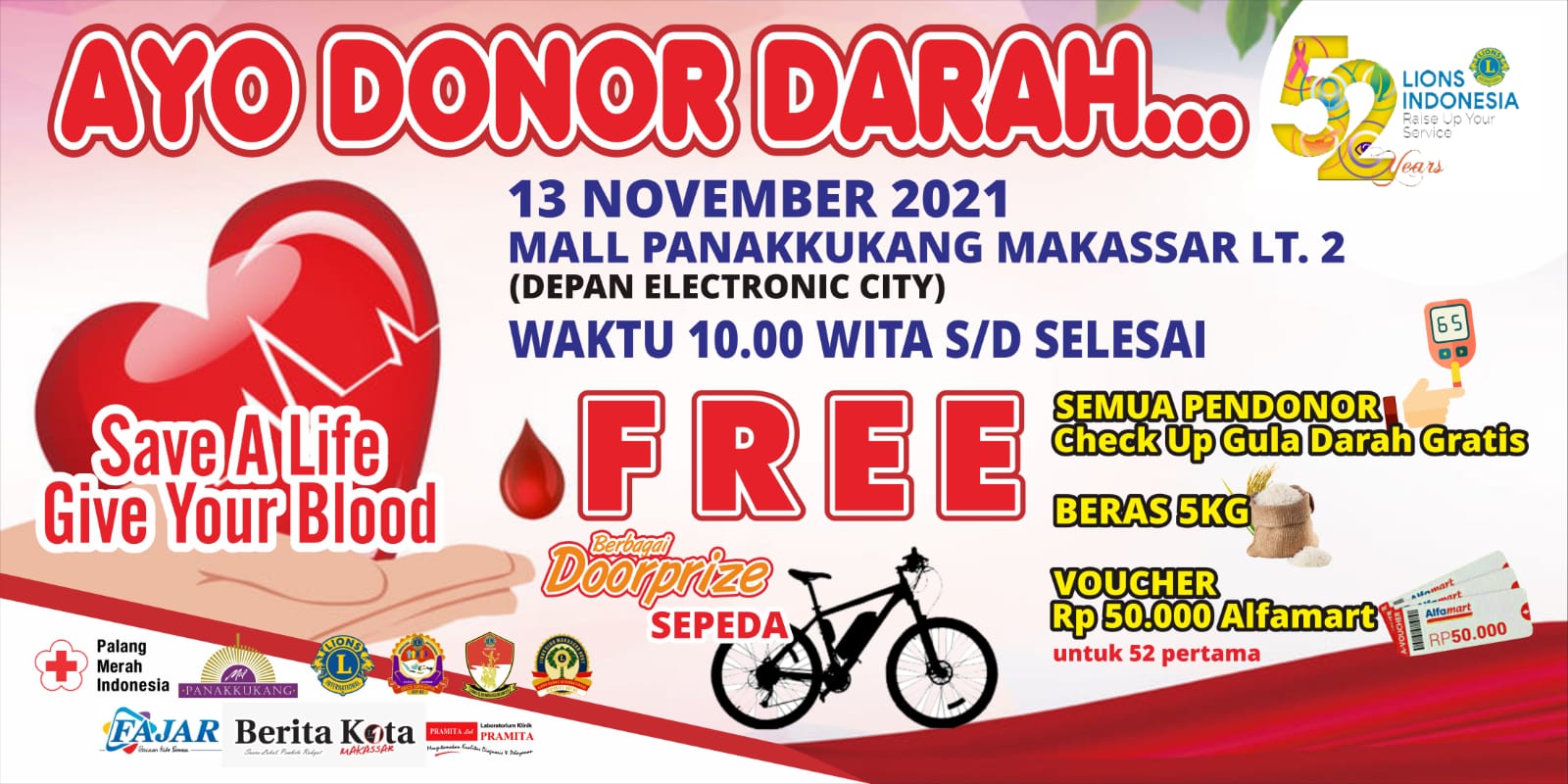 HUT Lions Indonesia, LC Makassar Gelar Donor Darah di  Mall