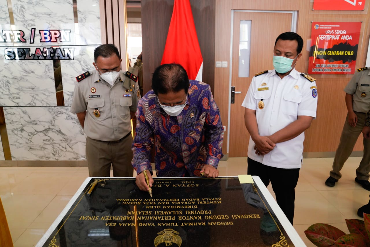 Menteri Agraria Resmikan Kantor BPN Sulsel