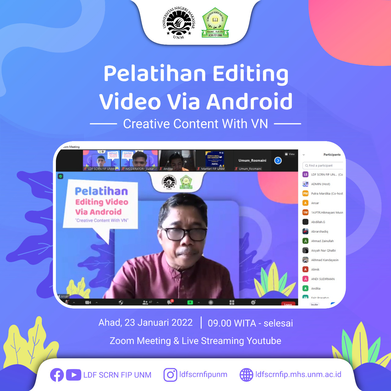 LDF SCRN FIP UNM Gelar Pelatihan Editing Video Via Android