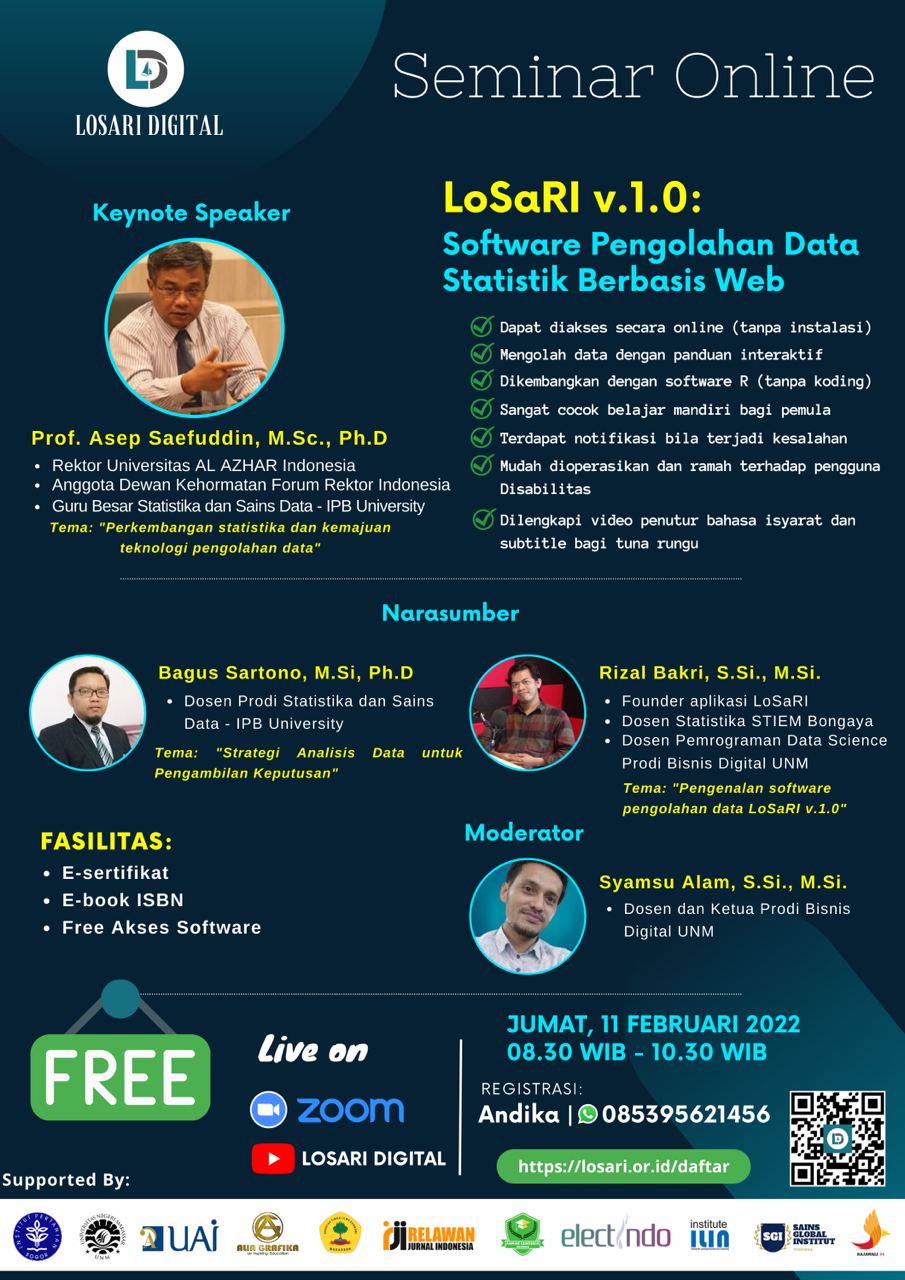 Seminar Online Losari Digital Dirangkai Launching Aplikasi Olah Data Berbasis Web