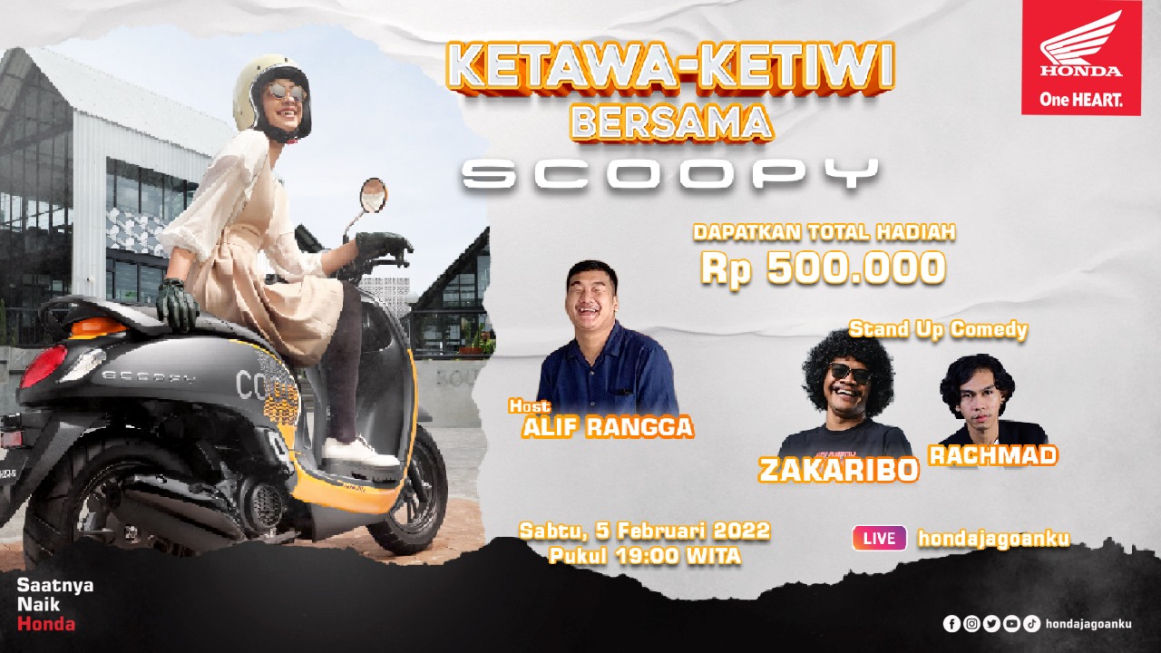 Hari ini! Ketawa-Ketiwi Bersama Scoopy Live di IG Hondajagoanku. Bertabur Hadiah Menarik