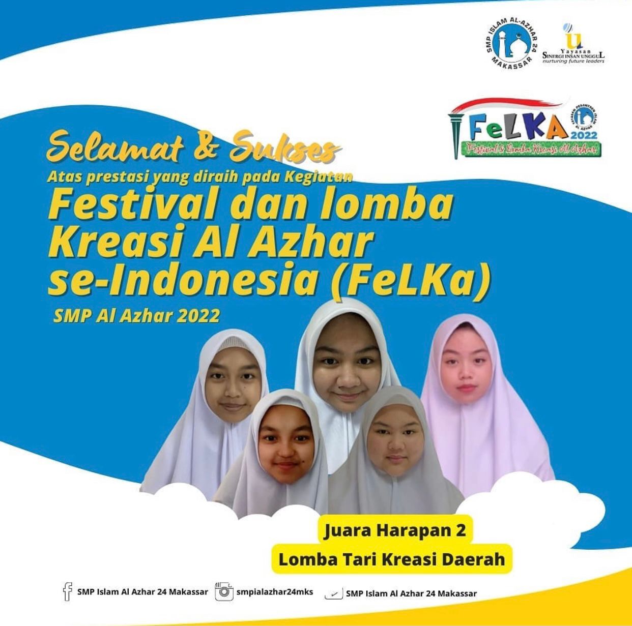 SMP Islam Al-Azhar 24 Makassar Raih Top 5 di Ajang FELKA 2022
