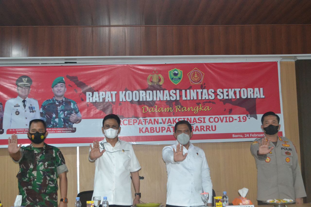 Dandim 1405/Parepare Hadir Rapat Koordinasi Lintas Sektoral Vaksinasi Covid-19