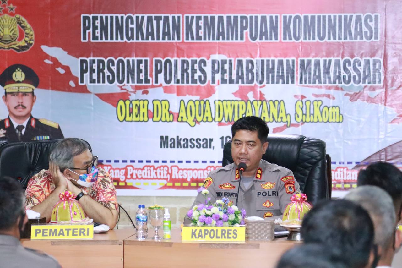 Mewujudkan Polri Presisi,  Polres Pelabuhan Makassar Sharing Komunikasi dan Motivasi dari Motivator Ternama
