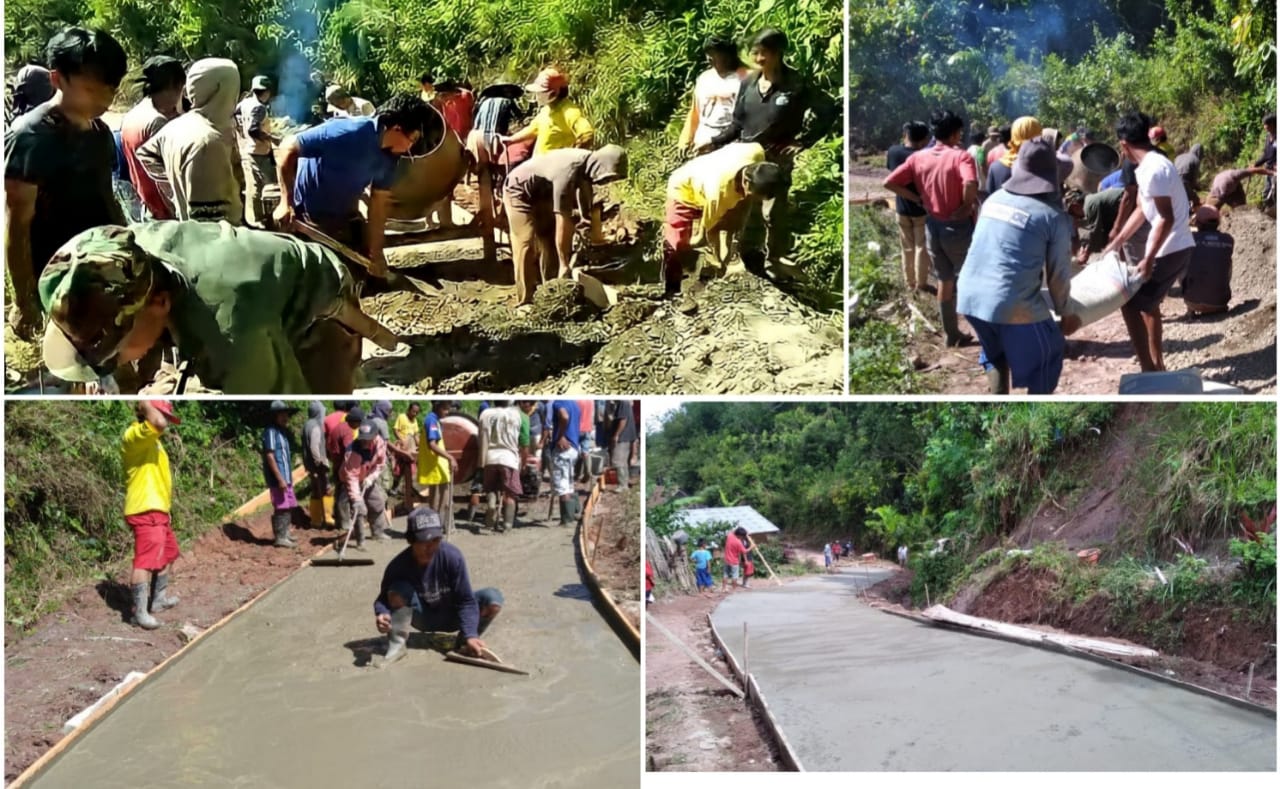 Warga  Bokin Betonisasi Jalan Poros ke Buangin