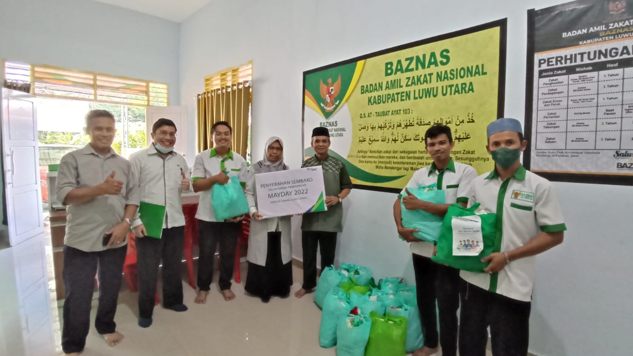 Peringati May Day 2022, BPJS Ketenagakerjaan Cabang Luwu Utara Bagikan Paket Sembako ke Tenaga Kerja