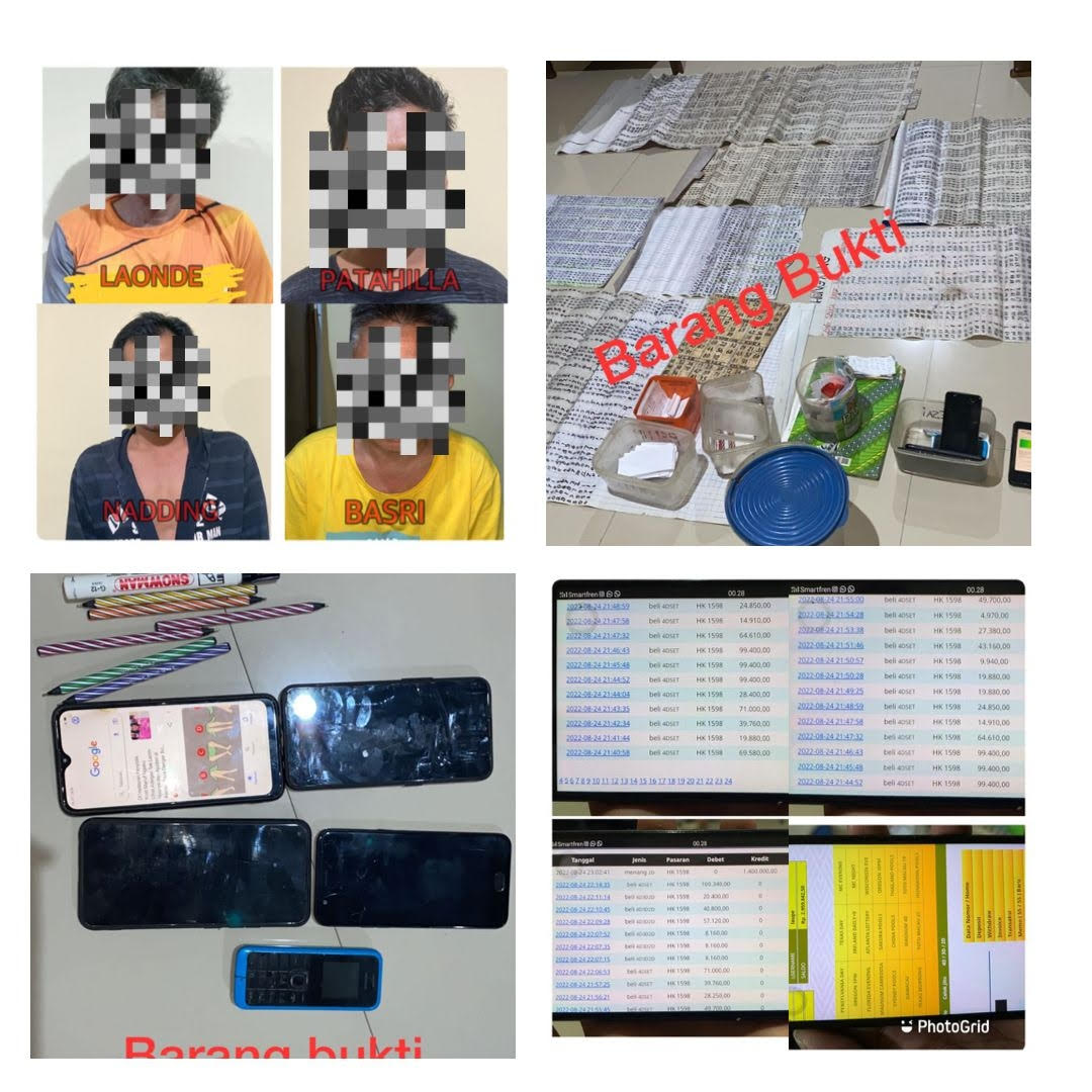 10 Tahun Berjudi Togel, Empat Orang Ditangkap