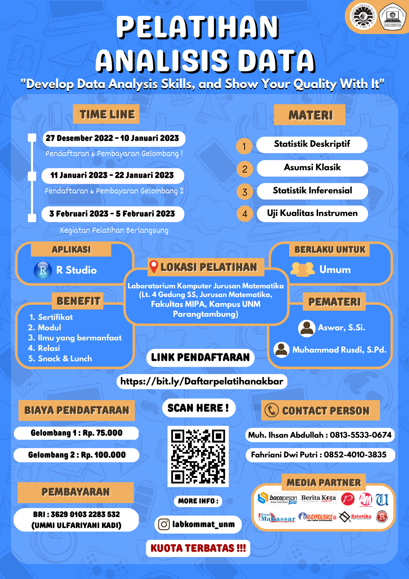 Labkommat UNM Gelar Pelatihan Analisis Data, Berminat Ikut?
