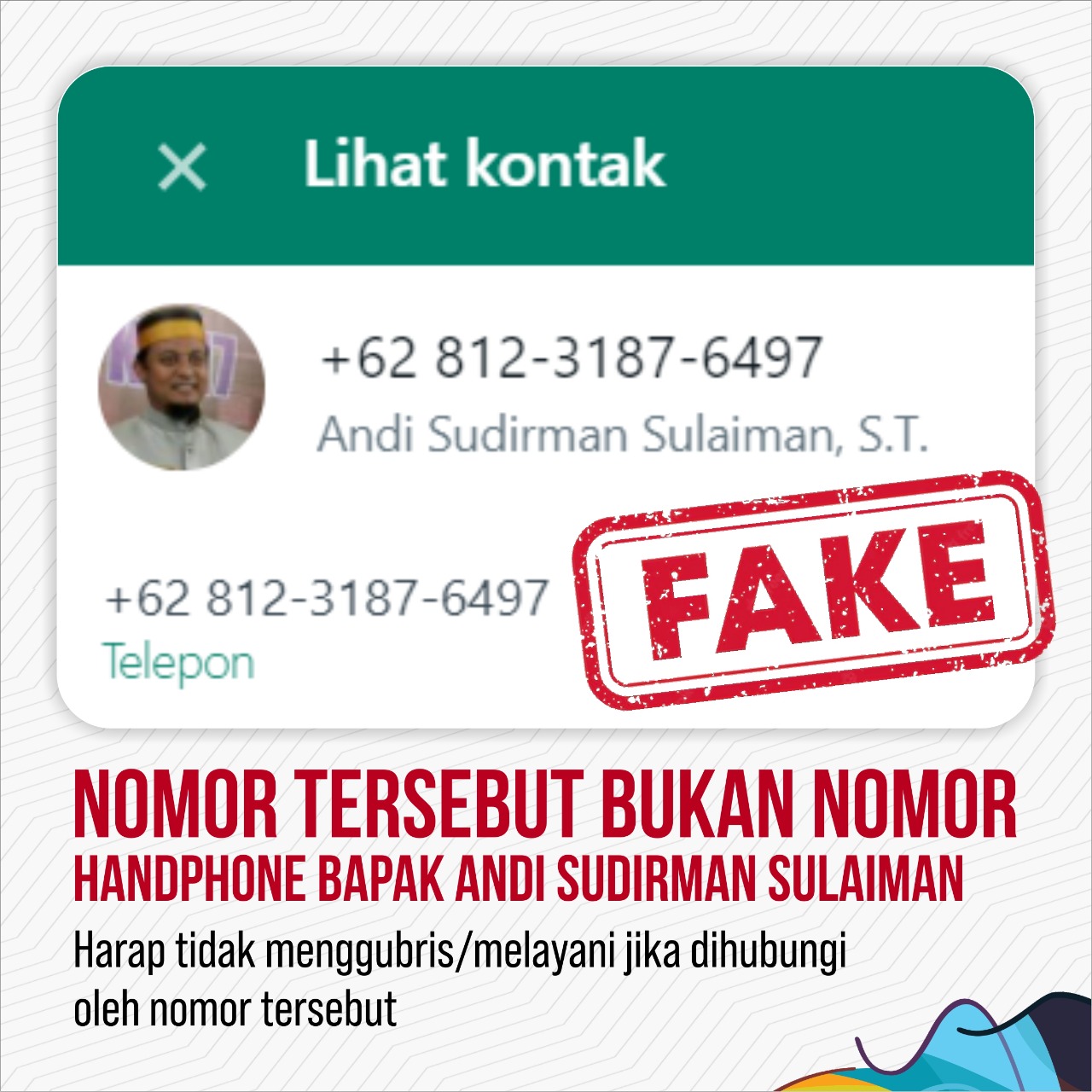 Nomor Akun WhatsApp Catut Nama Gubernur Sulsel