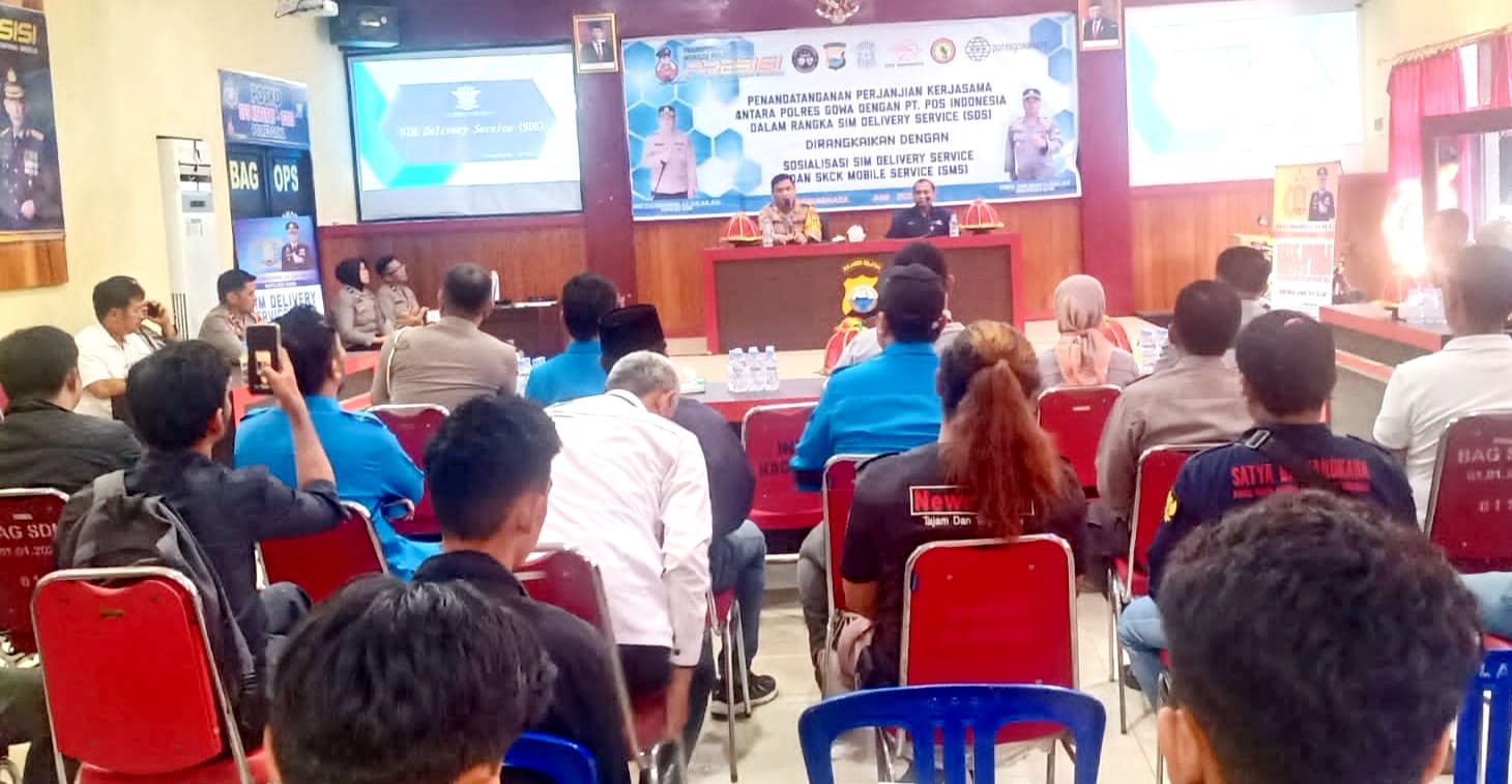 Polres Gowa Gandeng PT Pos Kerjasama Delivery SIM Masyarakat