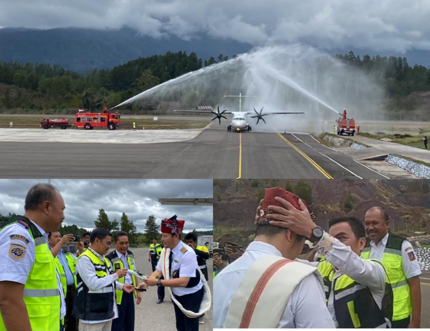 Selebrasi Water Salute Sambut Penerbangan Pendana Citilink di Toraja Air Port