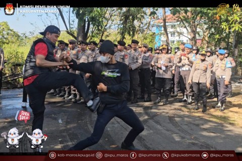 Polres Maros Gelar Latihan Sispamkota Bersama KPU