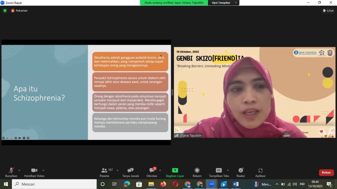 Deputi Kesehatan GenBI Wilayah Sulsel Hadirkan Psikolog Bahas Skizofrenia