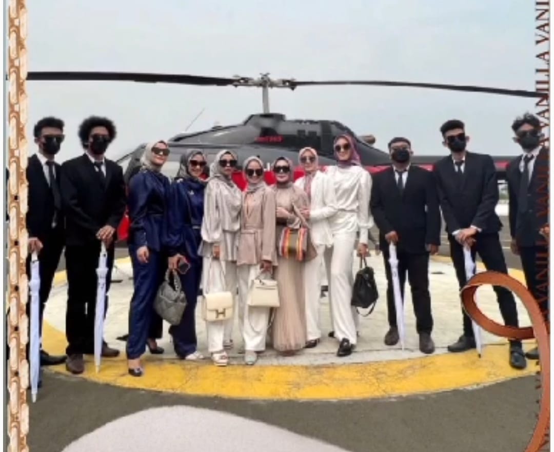 Disebut Hedon, Istri Bupati Gowa  Naik Heli untuk Syuting