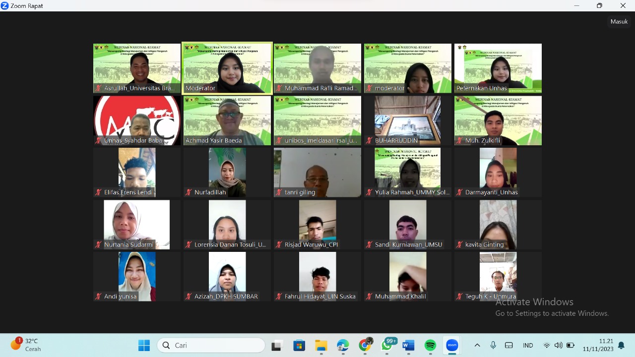 Humanika Unhas menggelar Kiamat secara webinar melalui zoom meeting dan live Youtube. Webinar ini membahas tentang dampak el nino di bidang peternakan. 