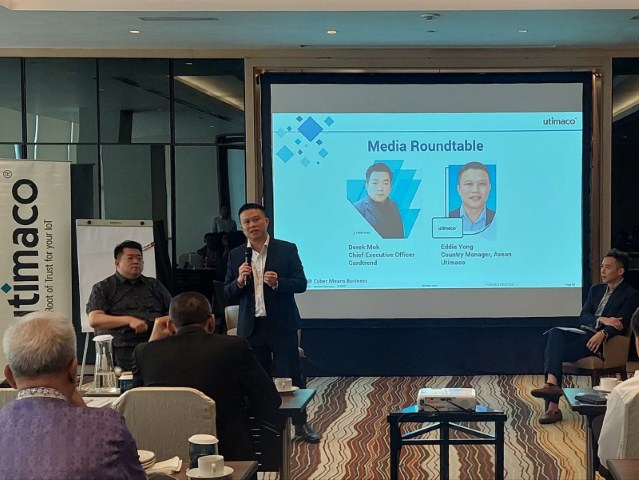 DISKUSI -- Country Manager, ASEAN UTIMACO GmbH, Eddie Yong, dalam interaktif sesi diskusi 'Assurity and Surefire Data Protection in Today's Digital Reality'.