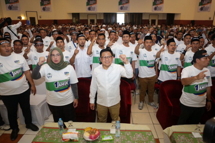 IST PELUNCURAN--Calon Wakil Presiden Muhaimin Iskandar menghadiri peluncuran 1 Juta juru bicara Desa Amin bersama Barisan Relawan Desa Anies-Muhaimin (Balad Amin) di Aula Pandansari, Taman Wiladarika, Cibubur, Jakarta, Kamis (7/12).