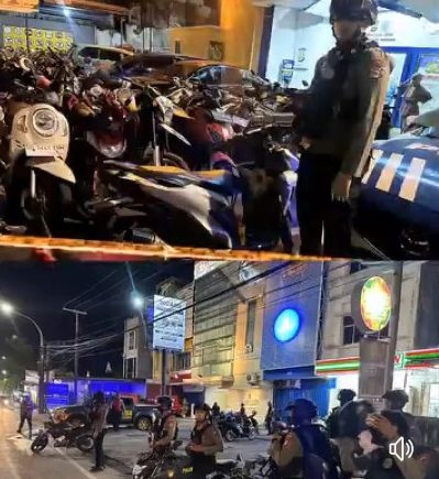 IST KAMTIBMAS -- Personel Polrestabes Makassar yang melaksanakan operasi cipkon di wilayah hukum Polrestabes Makassar mengamankan puluhan sepeda motor.