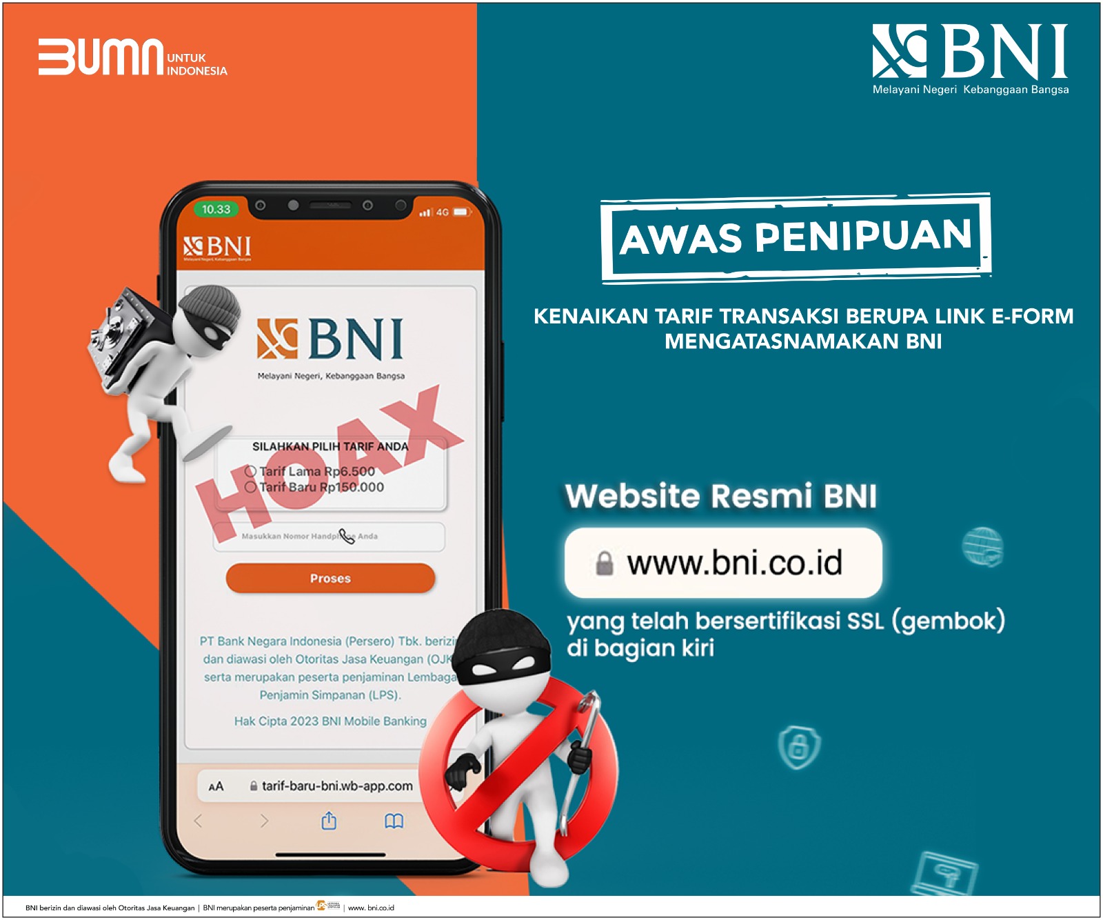 BNI Imbau Nasabah Berhati-hati Penipuan Berkedok Kenaikan Tarif Transaksi
