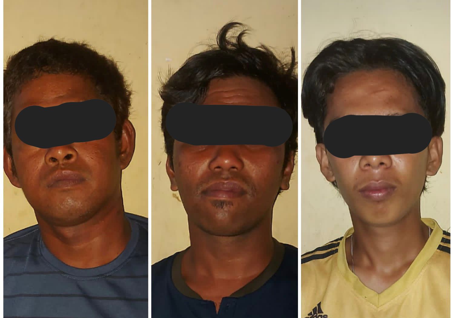 DITANGKAP -- Tiga pelaku pengeroyokan di Belopa Utara diamankan aparat Kepolisian Sektor Belopa, Rabu (24/1). Ketiga pelaku yakni AM, AS, dan AD yang merupakan warga Desa Lamunre Kecamatan Belopa Utara Kabupaten Luwu. 