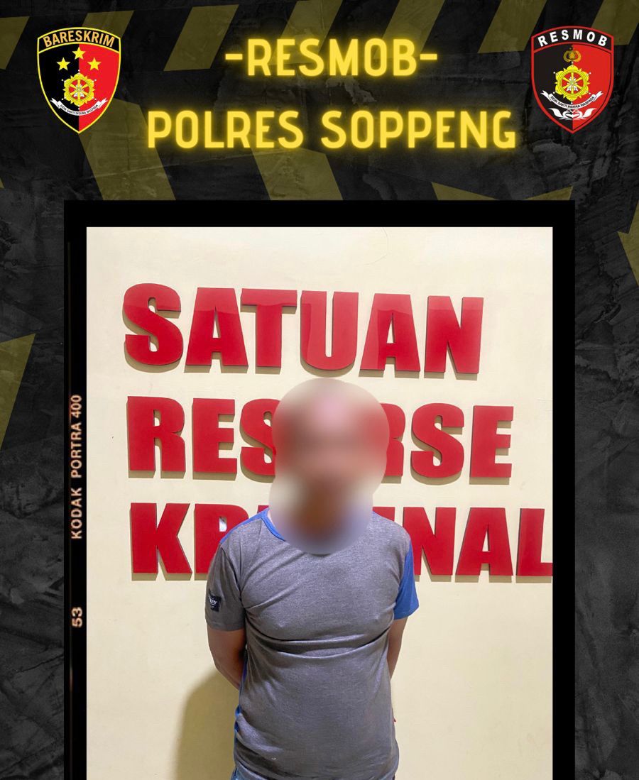 TANGKAP -- Tim Resmob Polres Soppeng kembali melakukan penangkapan pelaku penganiayaan HF (44) warga di Madining Kelurahan Attang Salo Kecamatan Marioriwawo Kabupaten Soppeng, Rabu (17/4). 