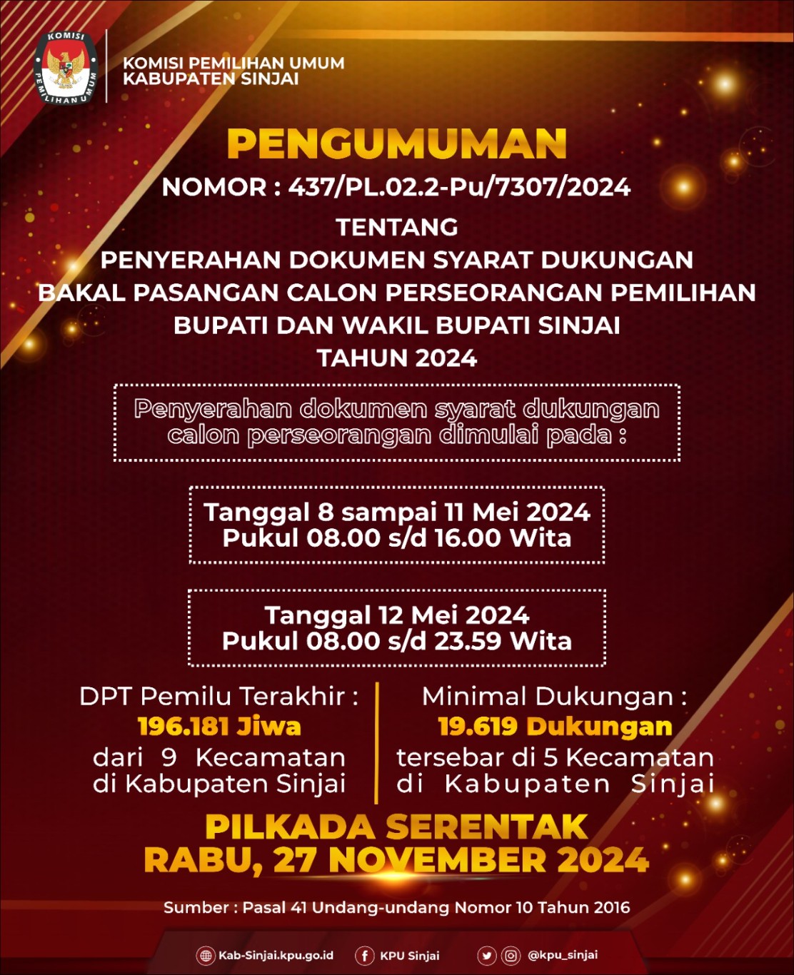 KPU Sinjai Umumkan Dokumen Syarat Dukungan Bakal Calon Perseorangan Pilkada 2024