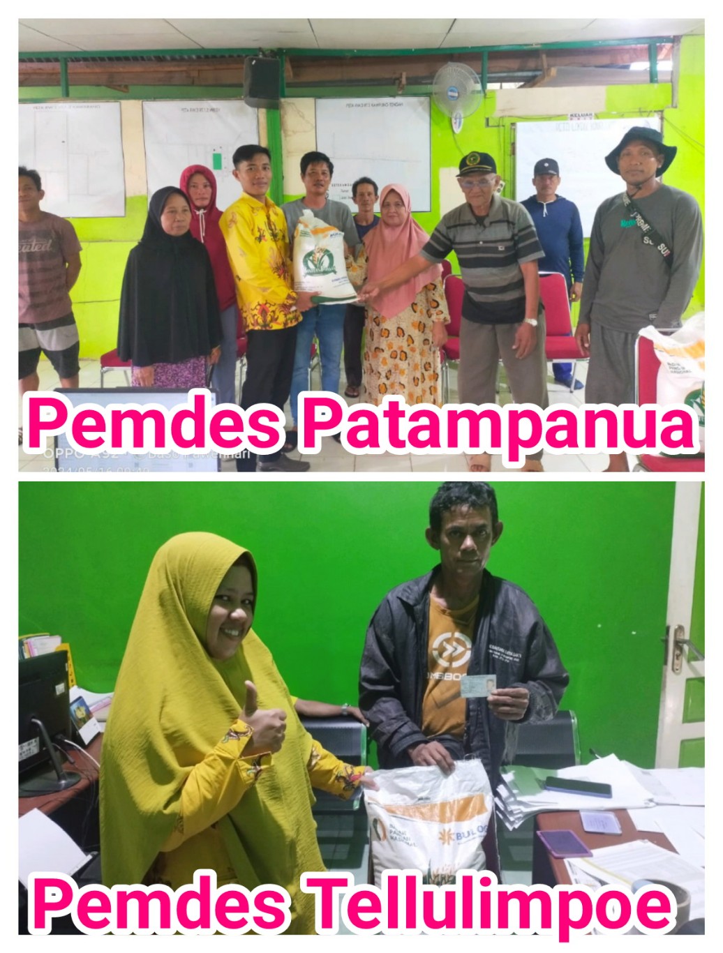 SALURKAN BERAS -- Pemerintah Desa Patampunua Kecamatan Marioriawa kembali menyalurkan bantuan beras Pangan pada Jumat (17/5).