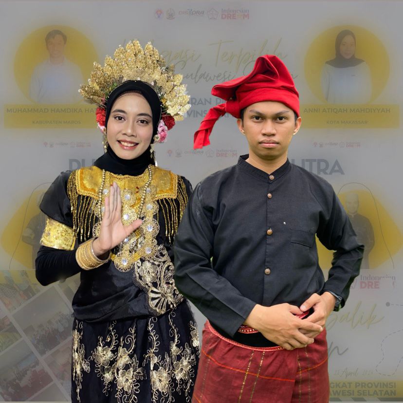 IST WAKILI SULSEL--Hamdika Hatta dan Anni Atiqah yang mewakili Sulsel pada Program Pertukaran Pemuda Antar Provinsi 2024 .