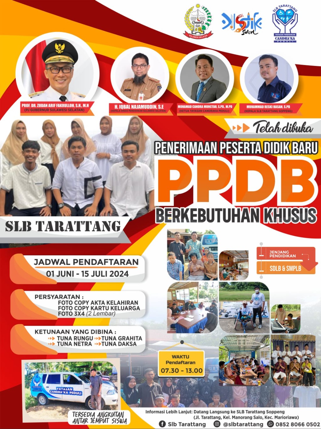 PPDB -- Sekolah Luar Biasa (SLB) Tarattang Soppeng resmi membuka Penerimaan Peserta Didik Baru (PPDB) Berkebutuhan Khusus tahun ajaran 2023-2024.