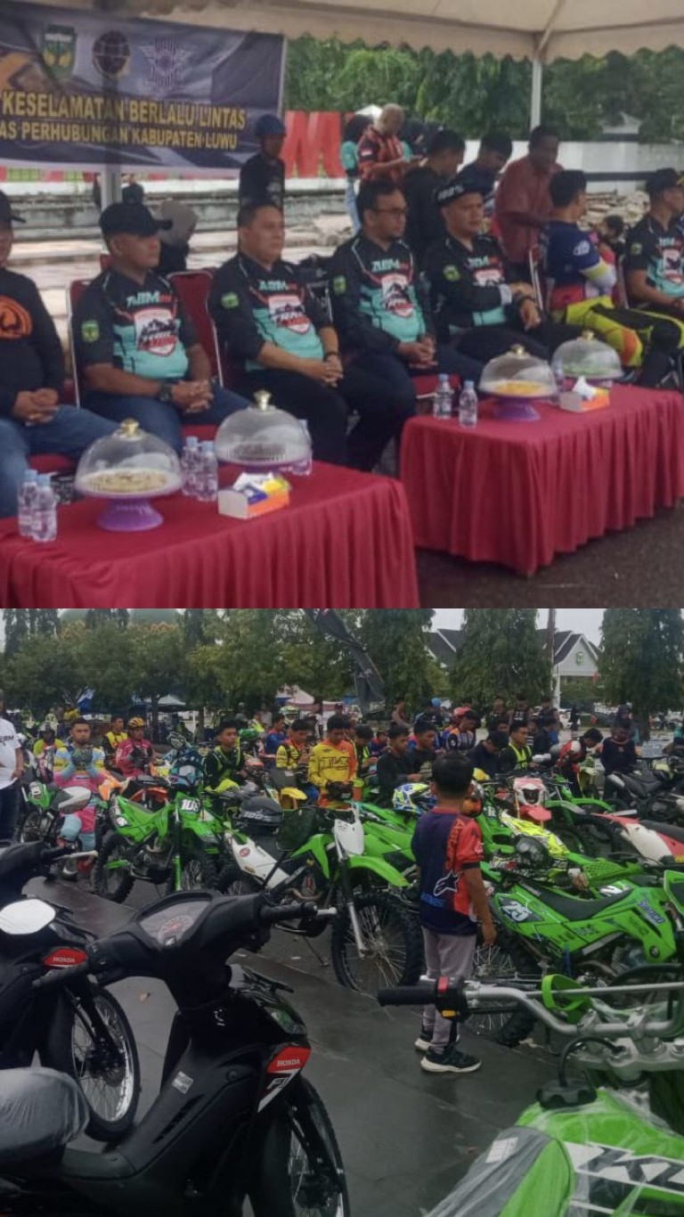 MERIAH -- Upacara pembukaan Latber Trail Adventur dengan titik star Depan Perkantoran Pemkab Luwu, Sabtu (13/7). Sebanyak 650 peserta ikut ambil bagian diajang tersebut. 