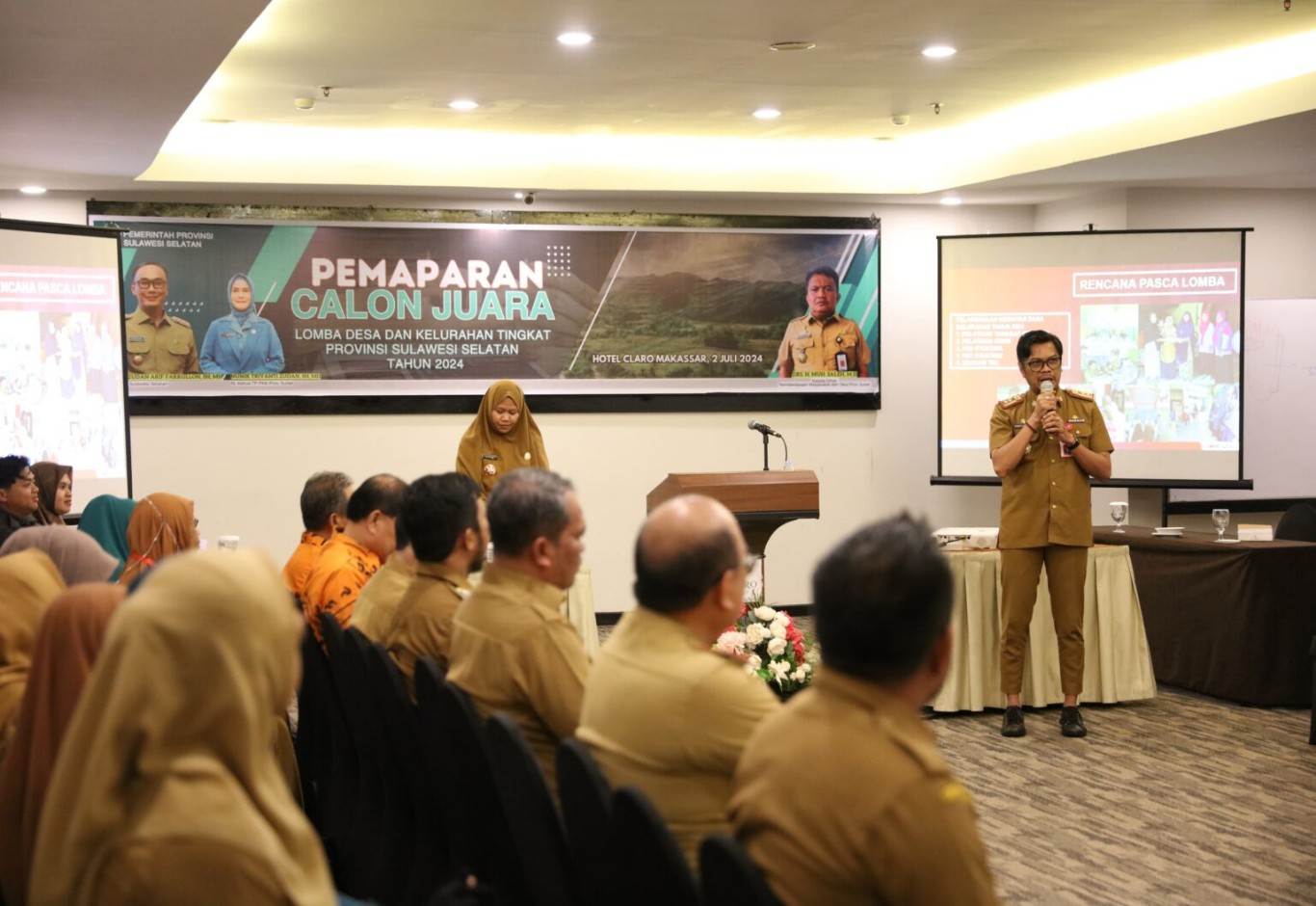 ist HADIRI--Pj Sekkot Makassar, Firman Hamid Pagarra hadir langsung dalam agenda pemaparan calon juara lomba desa dan kelurahan tingkat Provinsi Sulsel di Hotel Claro, Selasa (2/7).