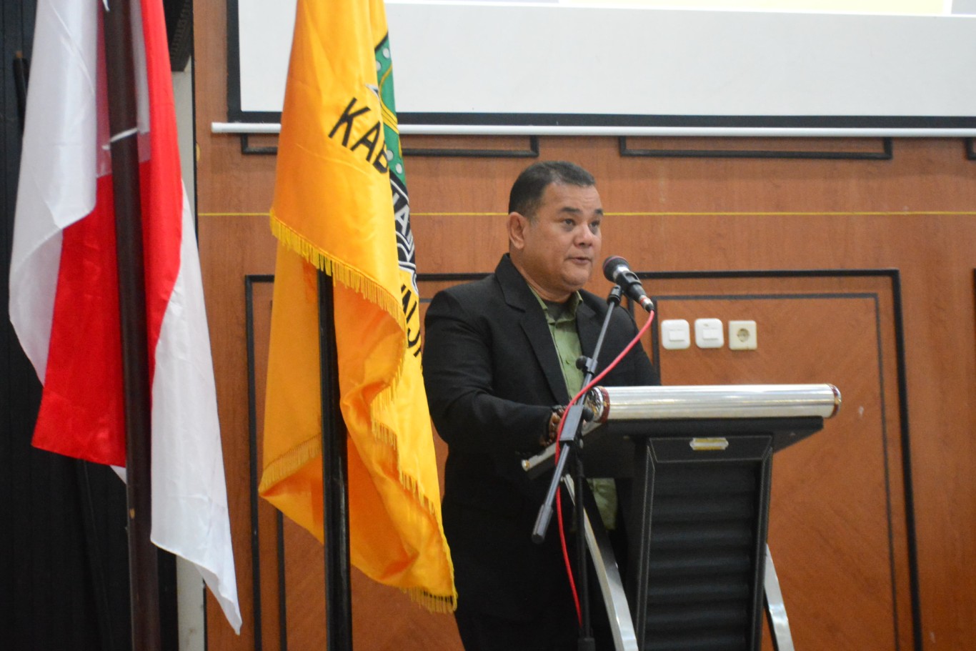 KONSULTASI -- Pj Bupati Sinjai TR Fahsul Falah saat membuka konsultasi publik KLHS di Ruang Pola Kantor Bupati Sinjai, Selasa (30/7).