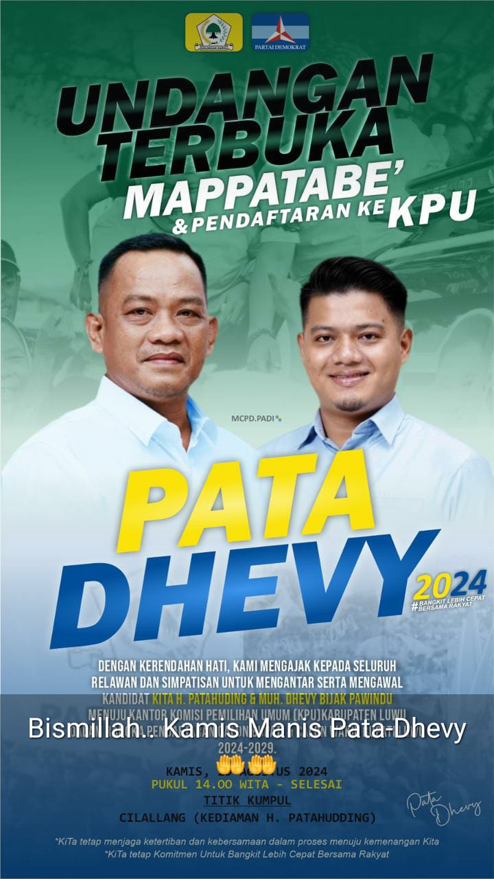 DUKUNGAN -- Paslon Bupati-Wabup Luwu Patahuddin-Dhevy mendapatkan dukungan dari Partai Kebangkitan Bangsa (PKB), Kamis (29/8). 