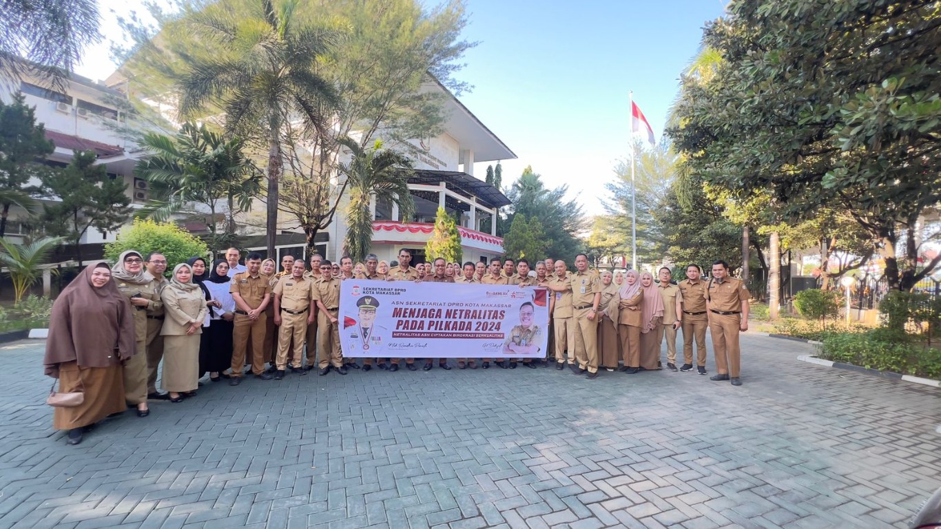 ist NETRALITAS-- Sekwan DPRD Kota Makassar berkomitmen  menjaga netralitas dalam pelaksanaan Pilkada 2024. Bahkan seluruh pegawai dilingkup Sekretariat harus bersikap netral.