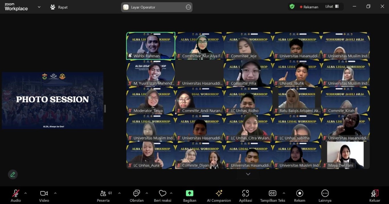 58 Mahasiswa FH Seluruh Indonesia Ikut ALSA Legal Workshop Unhas 2024