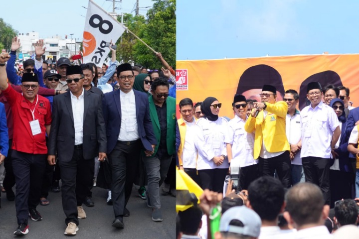 BERPOTENSI -- Pilkada Bulukumba tahun 2024 dipastikan 'Head to Head' sebab hanya dua bakal pasangan calon (Paslon) yang mendaftar di KPU Bulukumba. Keduanya Muchtar Ali Yusuf-Andi Edy Manaf dan Jamaluddin M Syamsir-Tomy Satria Yulianto. 