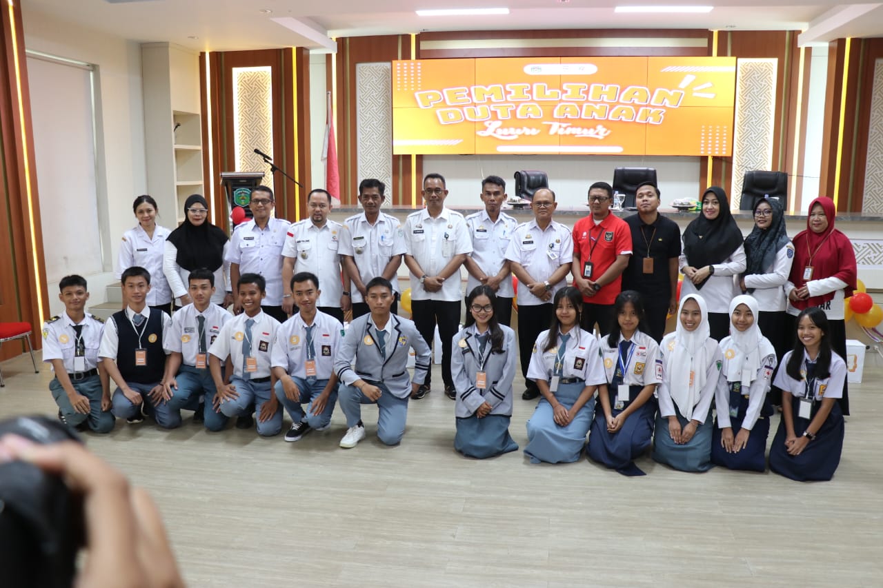 KONGRES -- Dinas Sosial Pemberdayaan Perempuan dan Perlindungan Anak (Dinsos P3A) Pemkab Luwu Timur menggelar Kongres Anak dalam rangka Pemilihan Duta Anak Kabupaten Luwu Timur Tahun 2024 di Aula Sasana Praja Kantor Bupati Luwu Timur belum lama ini.