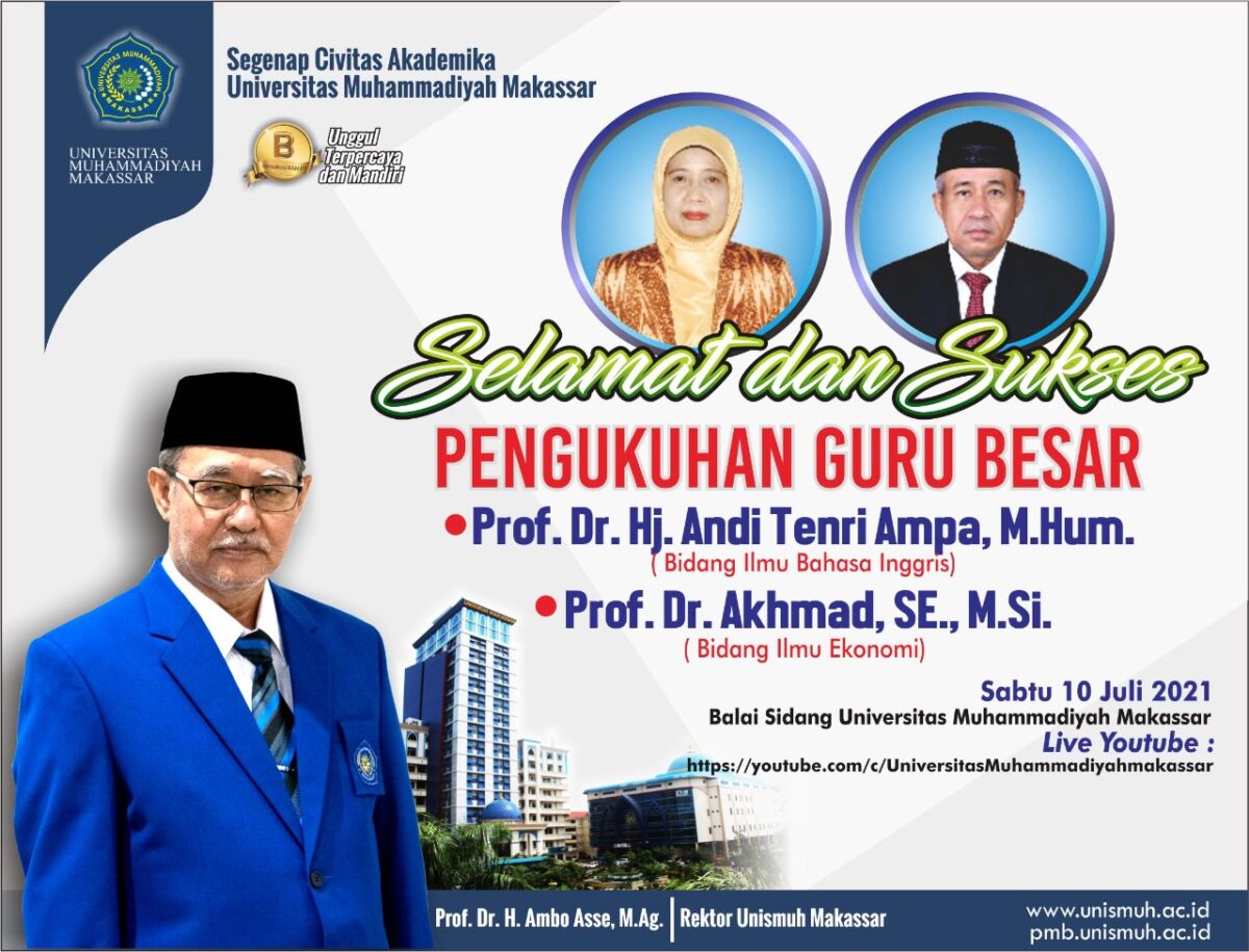 Dua Dosen Unismuh  Dikukuhkan Jadi Guru Besar