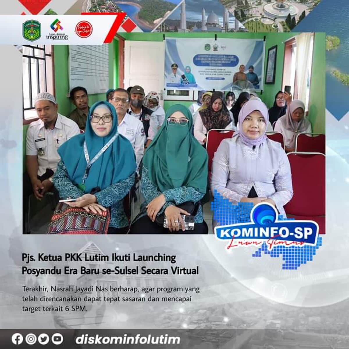 LAUNCHING -- Pjs Ketua Tim Penggerak PKK Kabupaten Luwu Timur Nasrah Jayadi Nas mengikuti Launching Posyandu Era Baru Enam SPM Provinsi Sulsel Tahun 2024 secara virtual di Posyandu Desa Nikkel, Kecamatan Nuha, Rabu (6/11).
