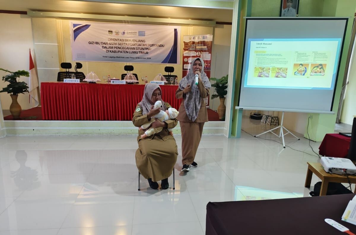 ORIENTASI -- Unicef bekerjasama YJI, Pemprov Sulsel didukung Tanoto Foundation menggelar orientasi berjenjang gizi ibu dan anak serta penguatan posyandu dalam pencegahan stunting di Hotel I Lagaligo Malili, Selasa (12/11).

