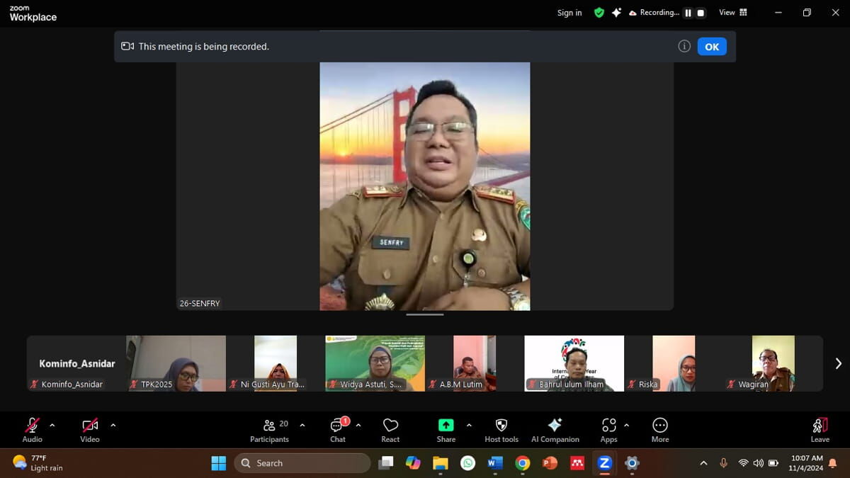 BIMTEK --Dinas Perdagangan, Koperasi, UMKM dan Perindustrian Kabupaten Luwu Timur menggelar bimbingan teknis peningkatan kapasitas SDM bagi pengurus koperasi di Lutim secara via zoom meeting, Senin (4/11).