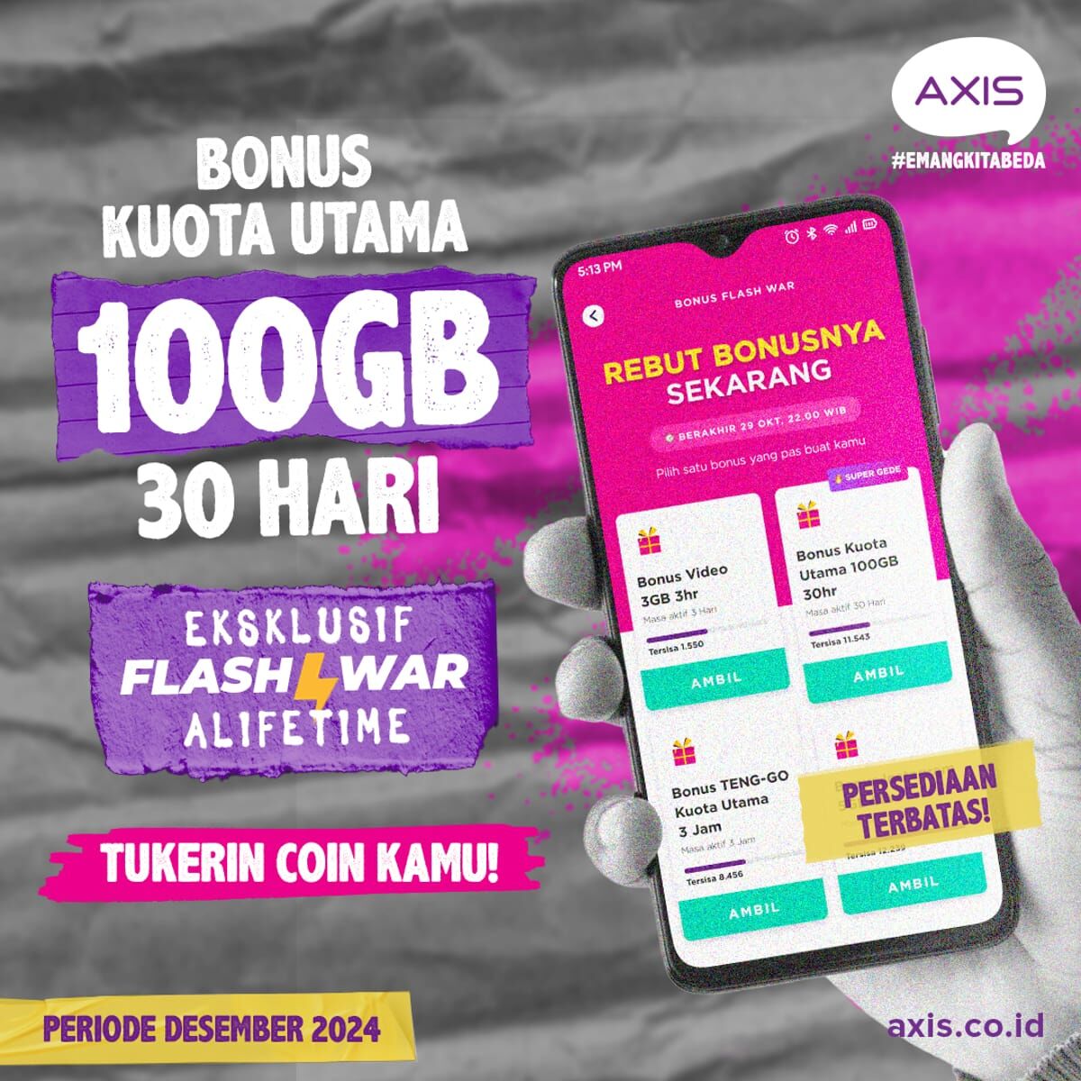 SERU -- Keseruan dari beragam program promo yang dihadirkan AXIS saat momen Nataru 2025.
